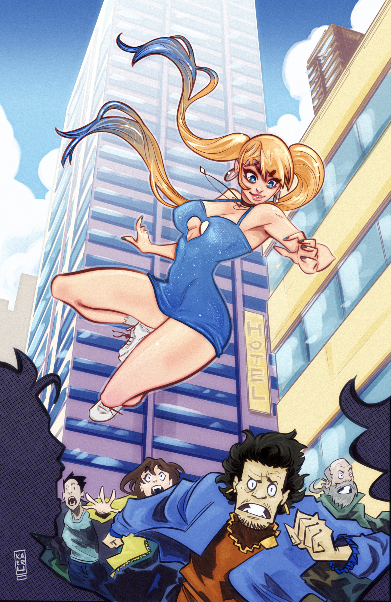 "Juicy Attack" - Super Puff Chicks Art Print