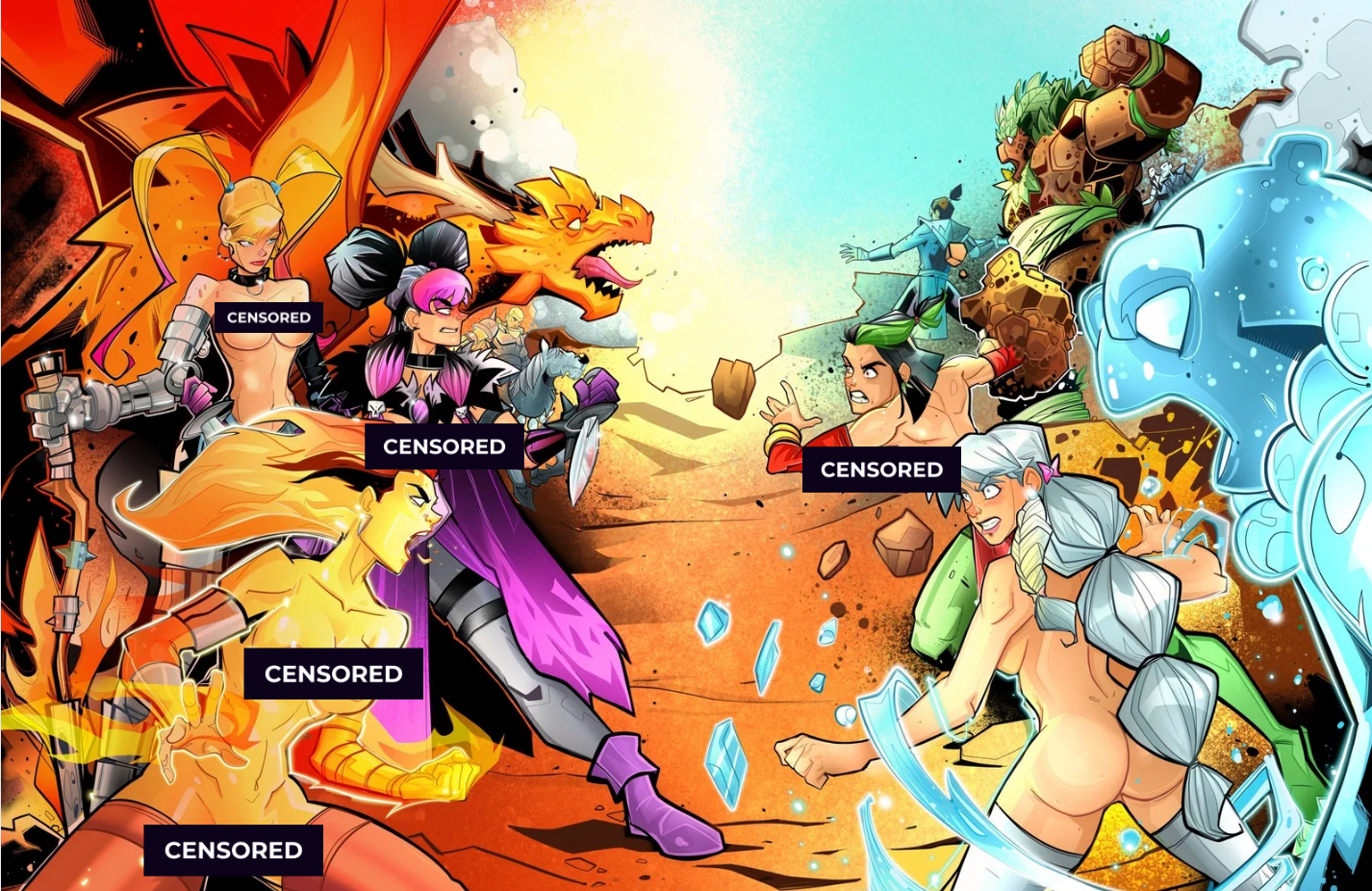 "Elemental War" FULL NUDE - Benders Art Print